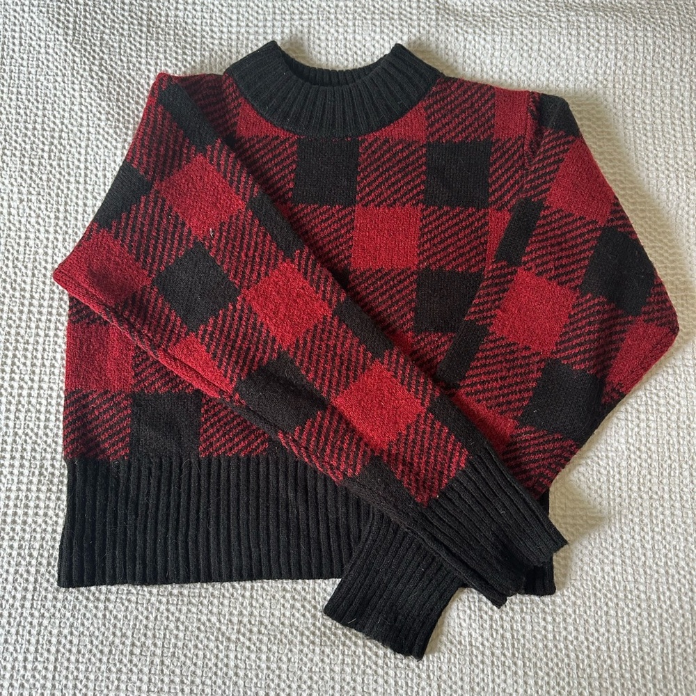 Red and Black Plaid Sweater